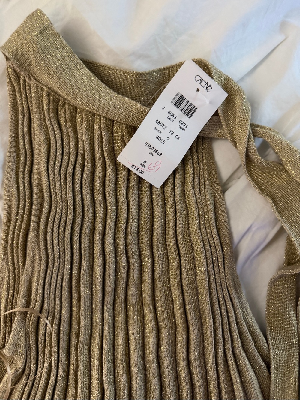Cache Shimmery Ribbed Halter Knit tie top - Picture 2 of 2